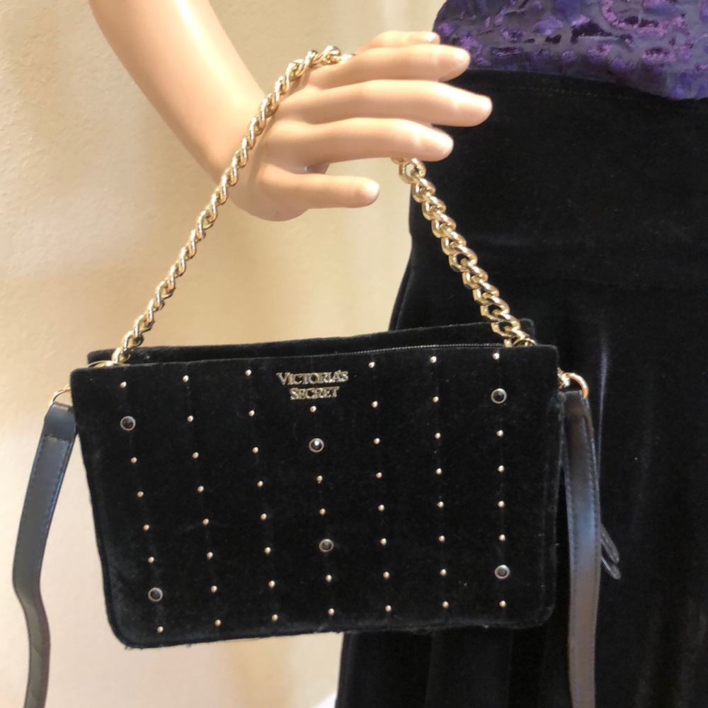 🧚🏻‍♂️Victoria's Secret black & gold mini satchel handbag purse
